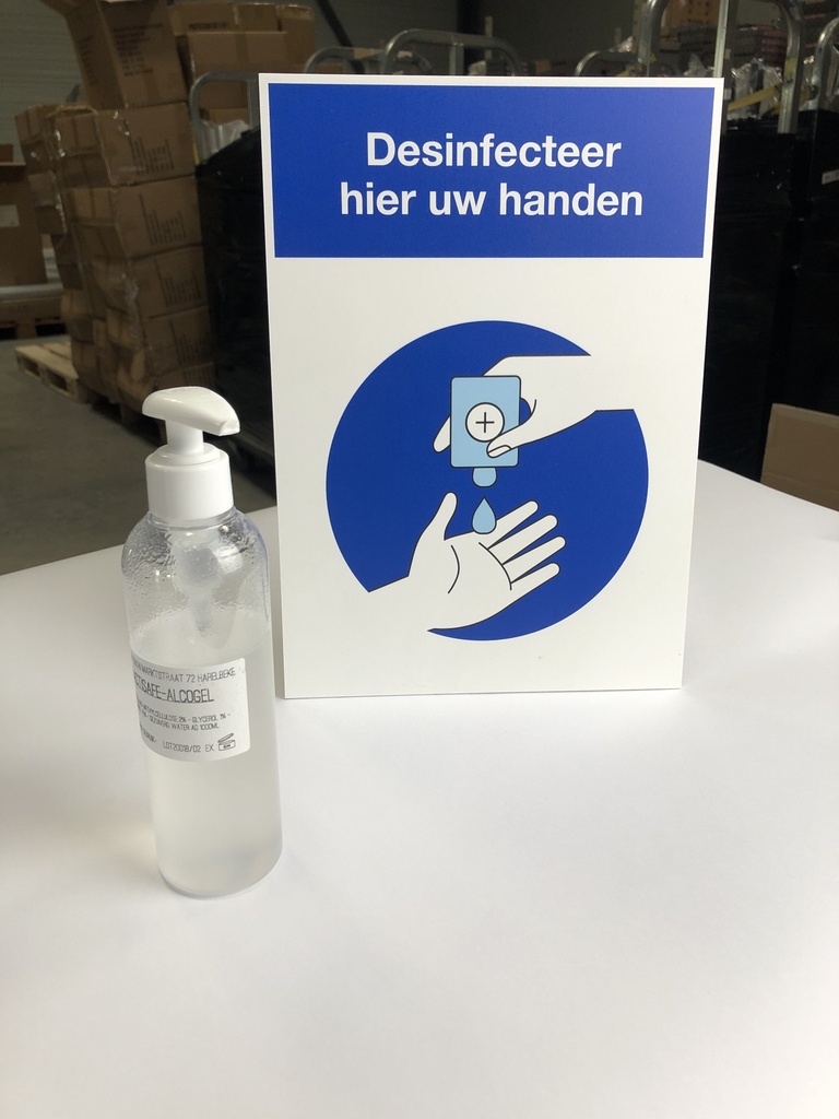Standaard in Polystyreen - Desinfecteer hier je handen