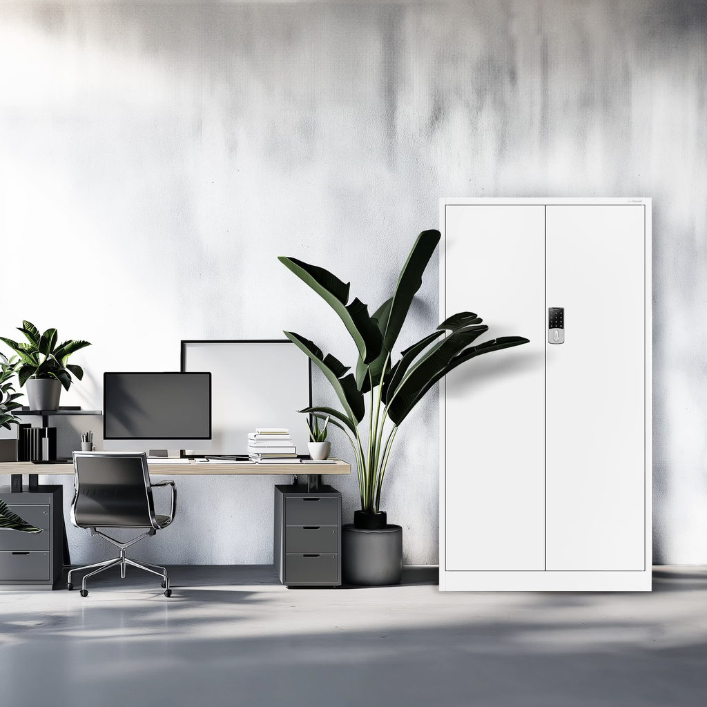 Armoire métallique avec serrure à code - Blanc