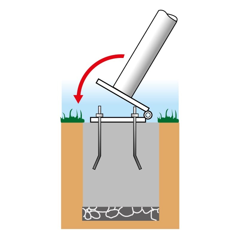 Platine basculante articulée pour mât polyester