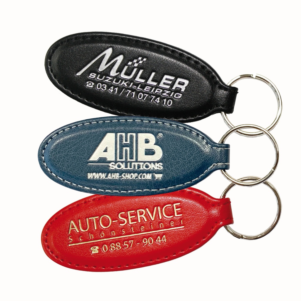 Porte-clés en cuir avec marquage en relief