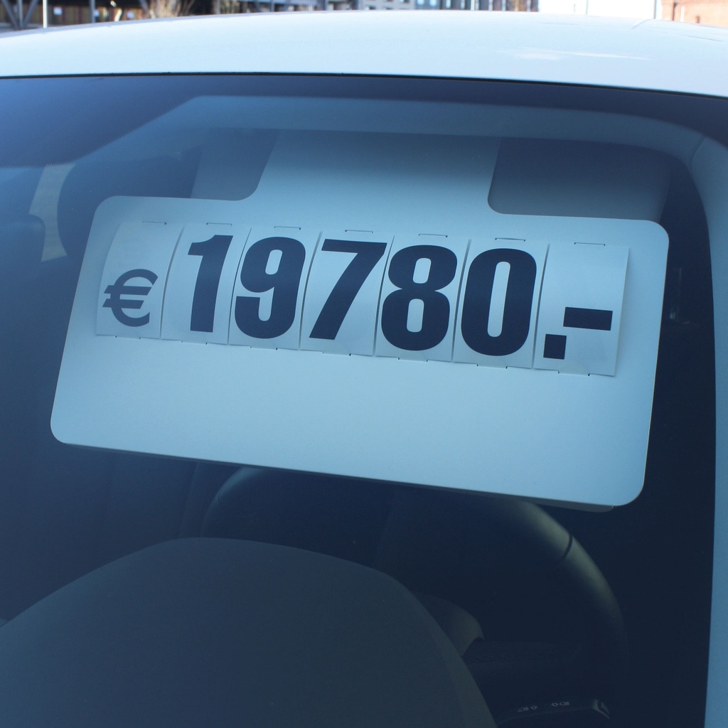 Panneau d'affichage du prix à accrocher au pare-soleil