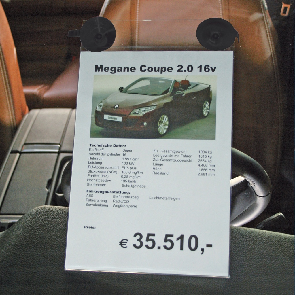 Pochette en acrylique avec 2 ventouses | Format A4