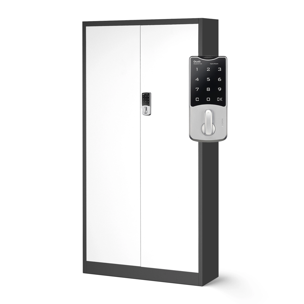 Armoire métallique avec serrure à code - Anthracite et blanc