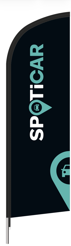 Beach flag 230 x 70 cm - Spoticar zwarte achtergrond