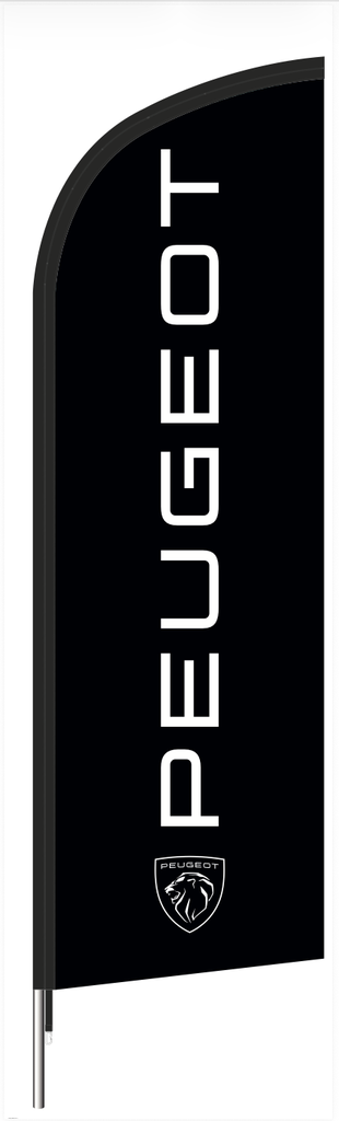 Beach flag 230 x 70 cm - Peugeot zwarte achtergrond