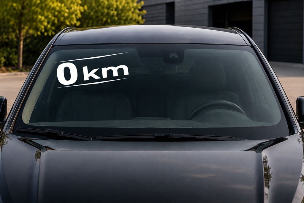 Adhésifs découpés pour pare-brise « 0 km » x10 – 60 × 20 cm