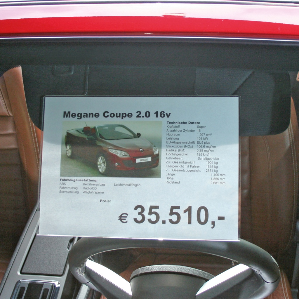 Support de fiche prix pour fixation au pare-soleil