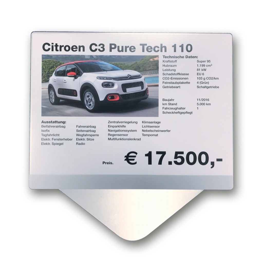 Verkoopkaarthouder uit aluminium voor zijraam