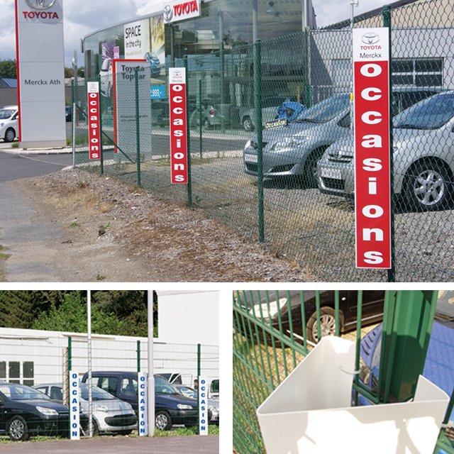 Poteaux de clôture Prisma avec marquage personnalisé