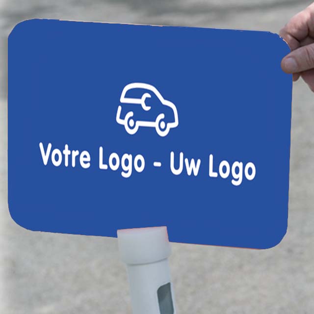 Reclamebordje met adaptor voor afzetpaal