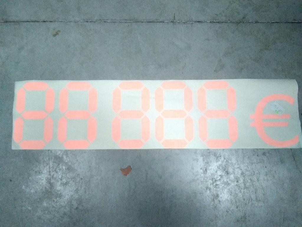 Affichage Digit- 88888€  Orange Fluo - 80 X 20 Cm