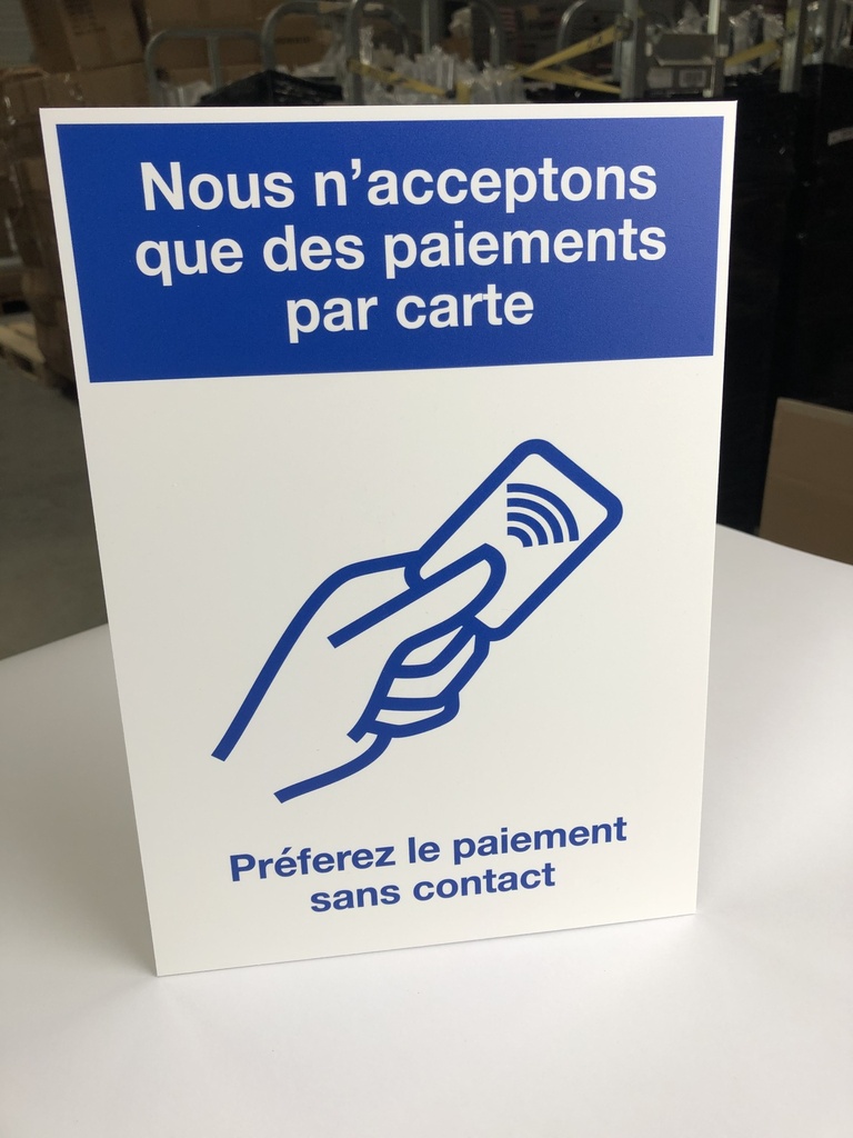 Support en Polystyrène "Nous n'acceptons que des paiements par carte"