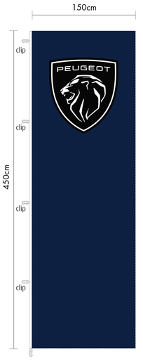 [333011P150450PEUGEOTEMBL] Vlag 150 x 450 cm - Peugeot