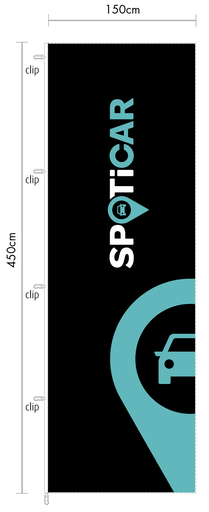 [333011P150450SPOTICARBLACK] Vlag 150 x 450 cm - Spoticar