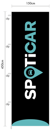 [333011P150450SPOTICAR] Vlag 150 x 450 cm - Spoticar