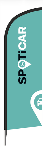 Beach flag 230 x 70 cm - Spoticar groene achtergrond