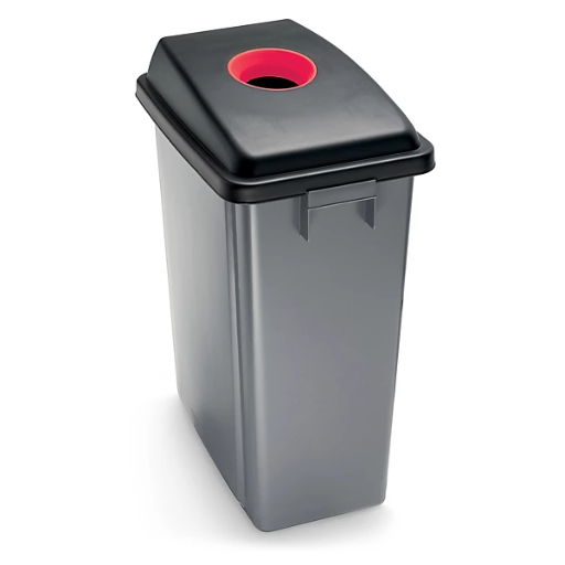 Couvercle rouge pour poubelle de tri plastique 60 litres