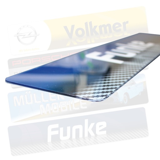 Nummerplaten in acryl met opdruk