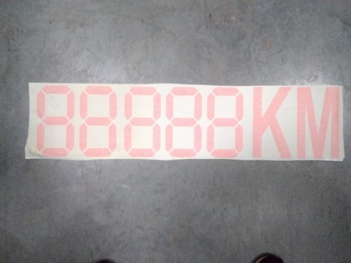 [142803] Kleefcijfers Digitaal - 88888Km - Oranje Fluo - 80X20 Cm