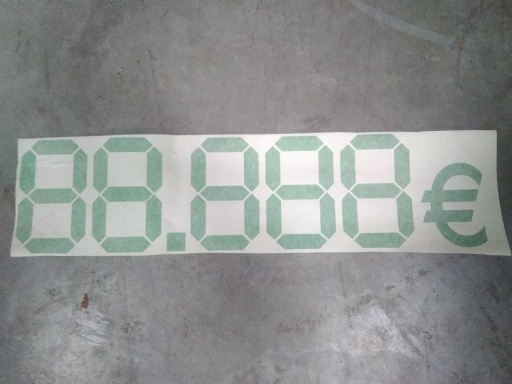 [142806] Kleefcijfers 88888€ Groen Fluo 80 X20 Cm