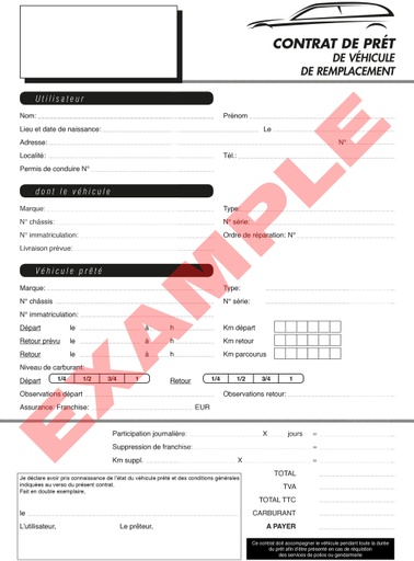 [2100950] Standaard contract vervangwagen x50 - Frans